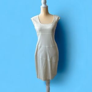 Bandage Dress White Dress, LWD Bodycon Bandage Dress Size 8, Vintage Square Neck
